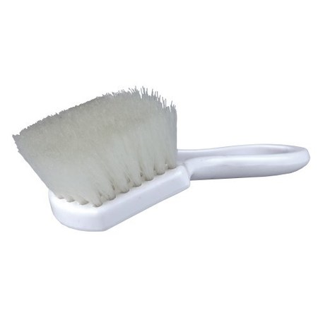 Weiler 8" Utility Scrub Brush, White Nylon Fill, Short Handle, Plastic Block 44416